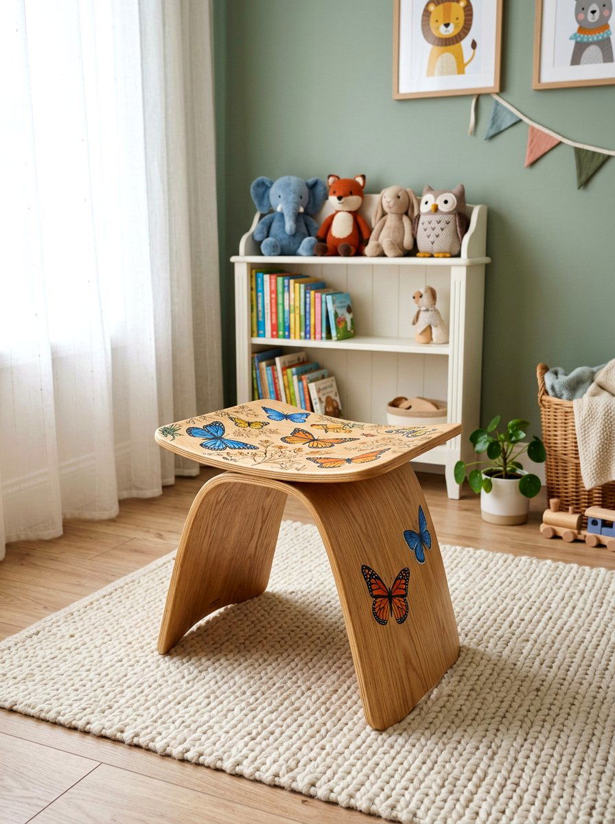 Butterfly Stool - 25 Spring Decoupage Furniture Ideas