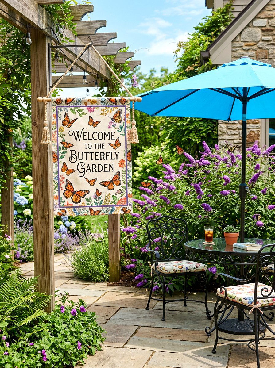 Butterfly Theme Hanging Banner - 25 Spring Outdoor Banner Ideas