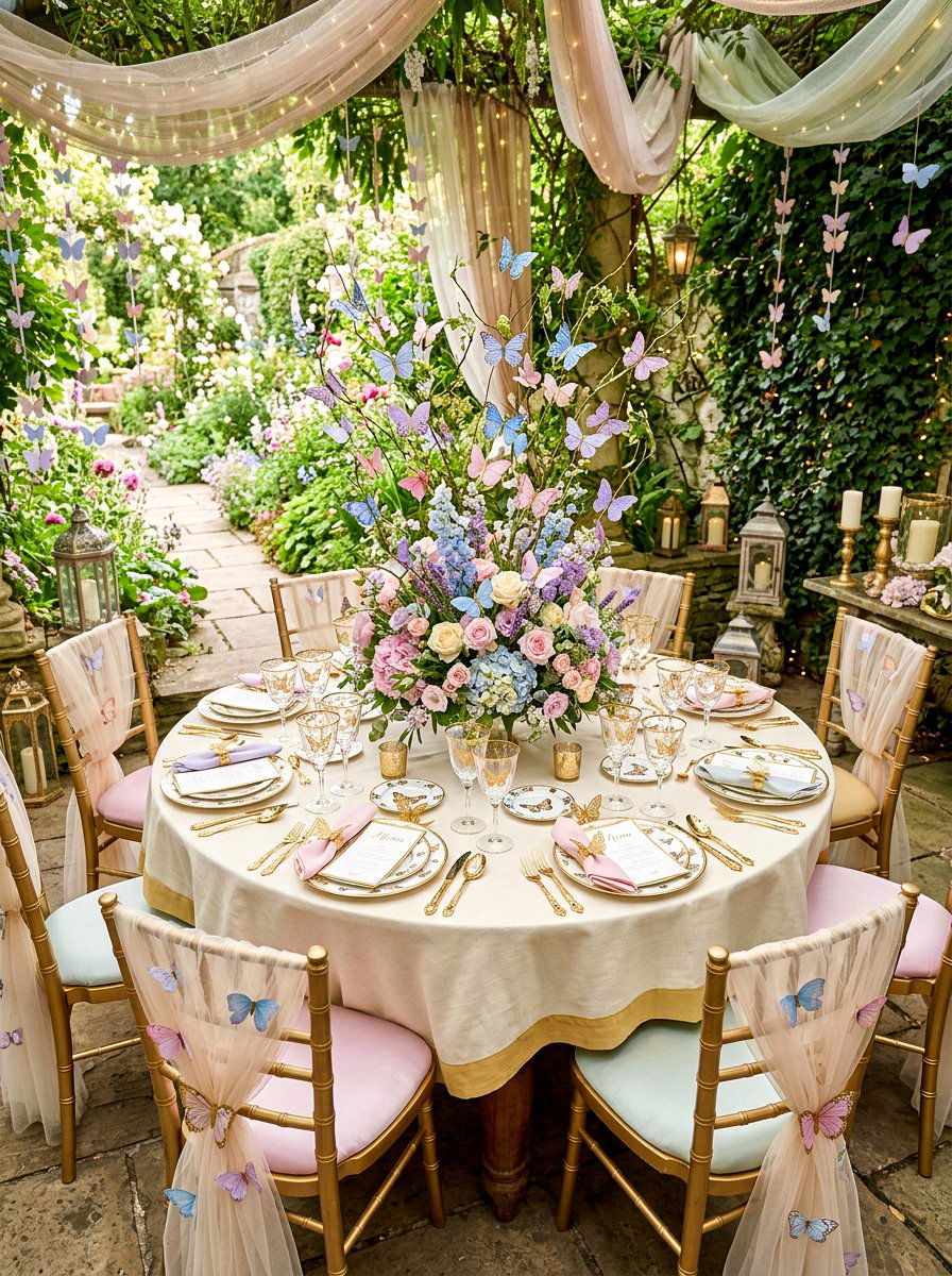 Butterfly Theme Table - 25 Spring Dinner Party Table Ideas