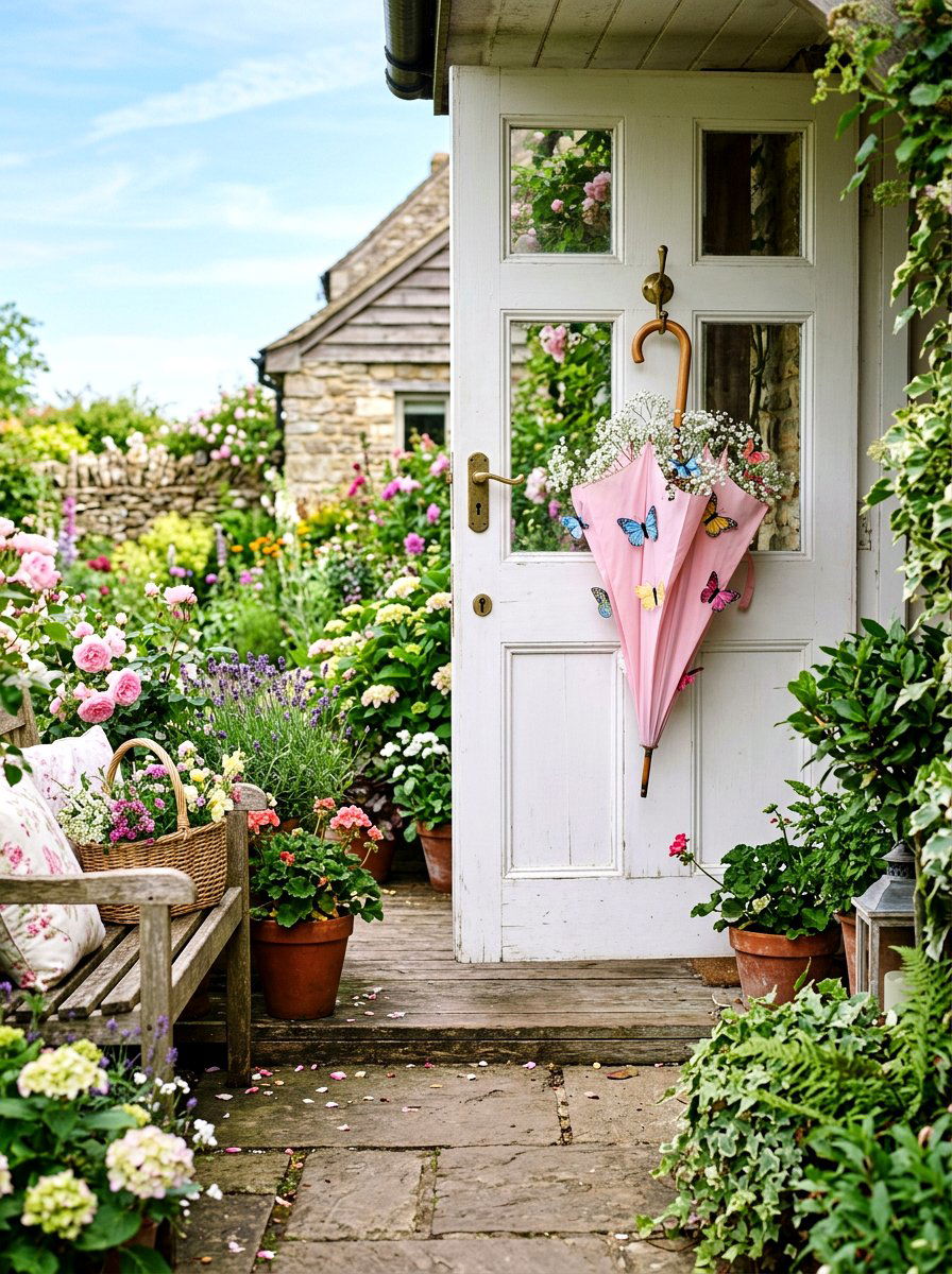 Butterfly Umbrella - 25 Spring Umbrella Door Decor Ideas