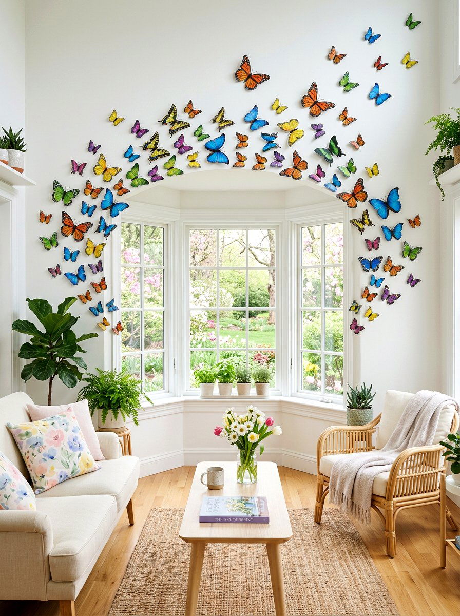 Butterfly Wall Decals - 25 Spring Bay Window Decor Ideas