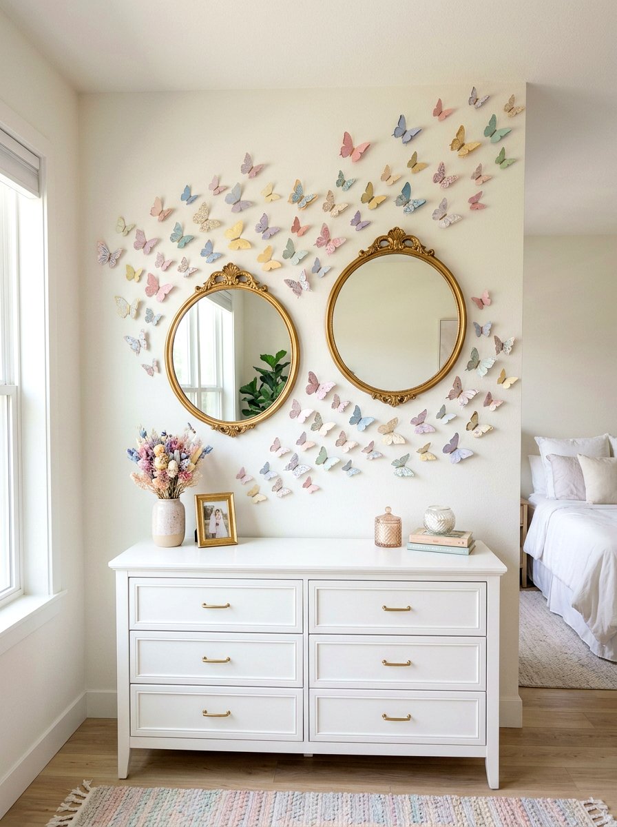 Butterfly Wall Gallery - 25 Spring Toddler Room Decor Ideas