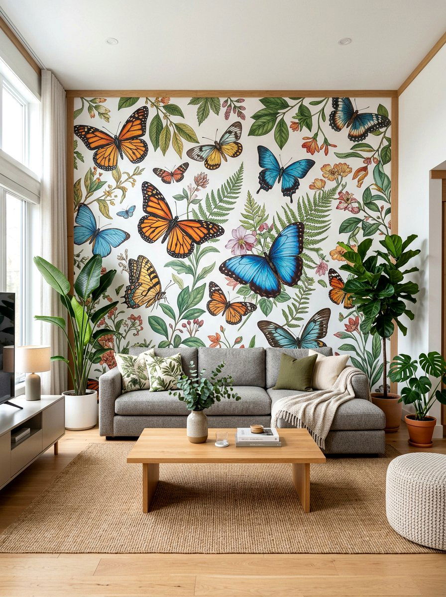Butterfly Wall Mural - 25 Spring Butterfly Decor Ideas