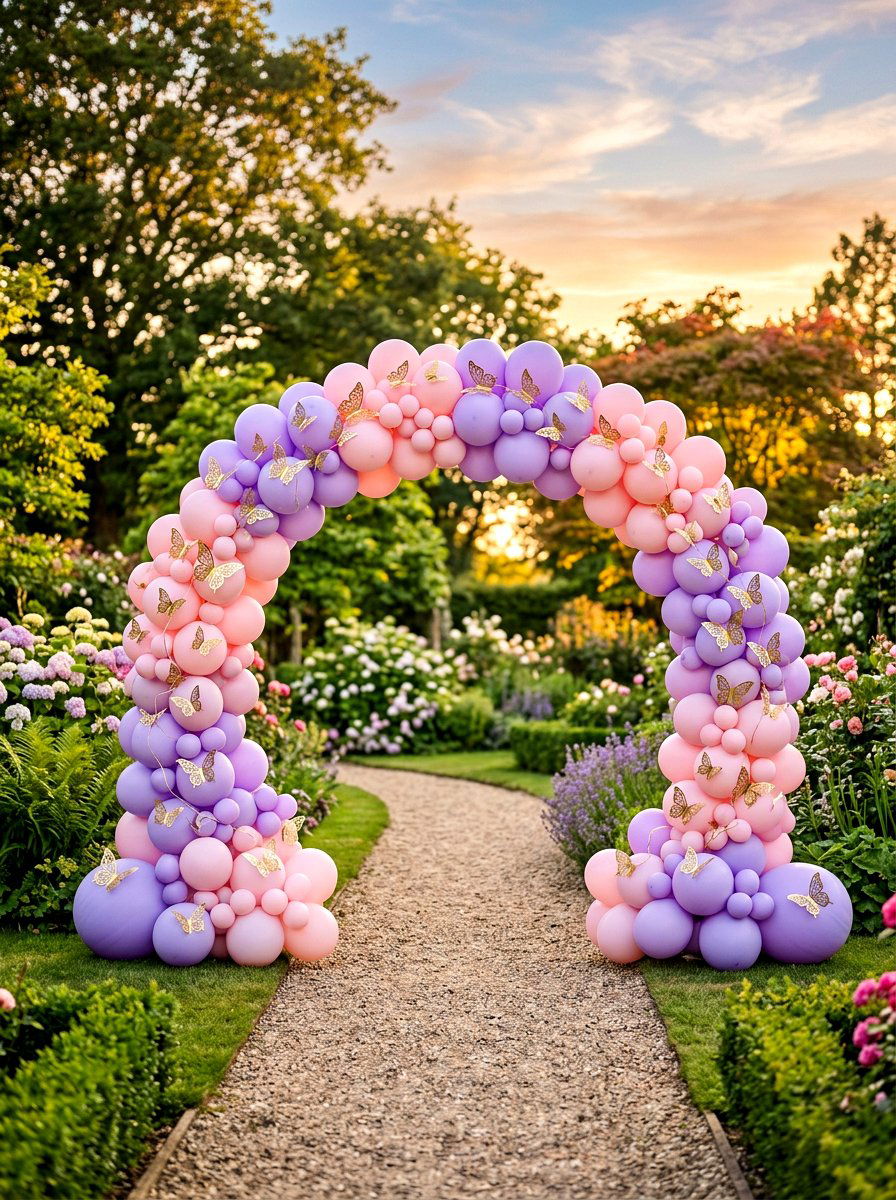 Butterfly balloon arch - 25 Spring Balloon Arch Ideas