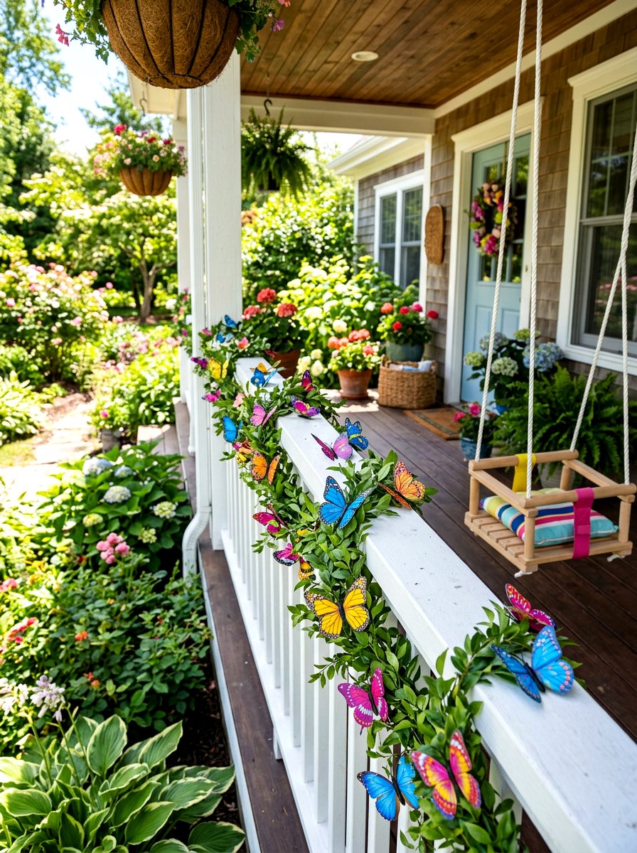 Butterfly clips for railing - 25 Spring Porch Railing Decor Ideas