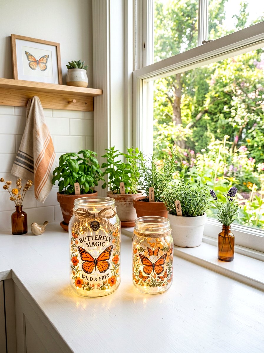 Butterfly glass jars - 25 Spring Decoupage Ideas