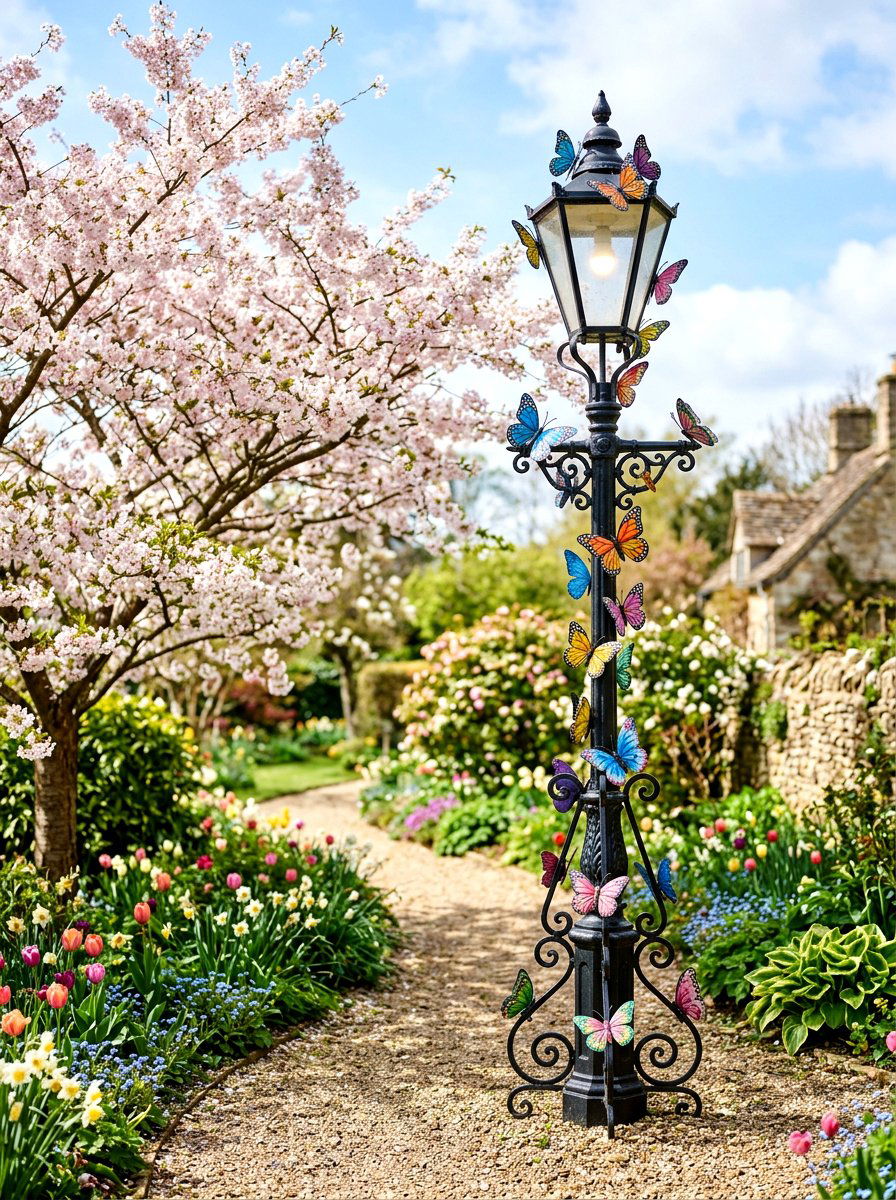 Butterfly lamp post - 25 Spring Lamp Post Decor Ideas
