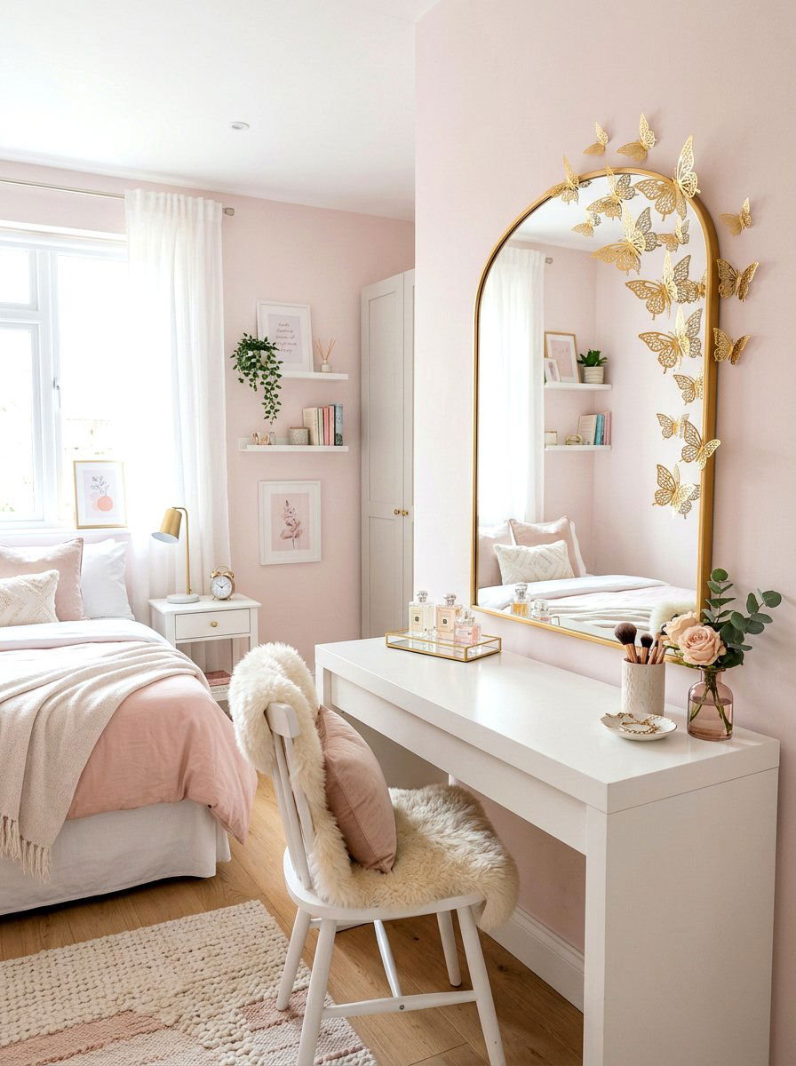 Butterfly mirror stickers - 25 Spring Mirror Decor Ideas