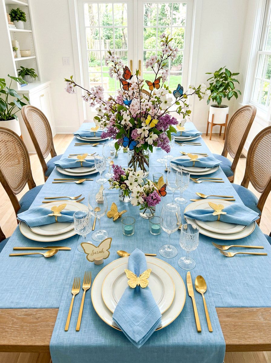 Butterfly motif spring table - 25 Spring Place Setting Ideas