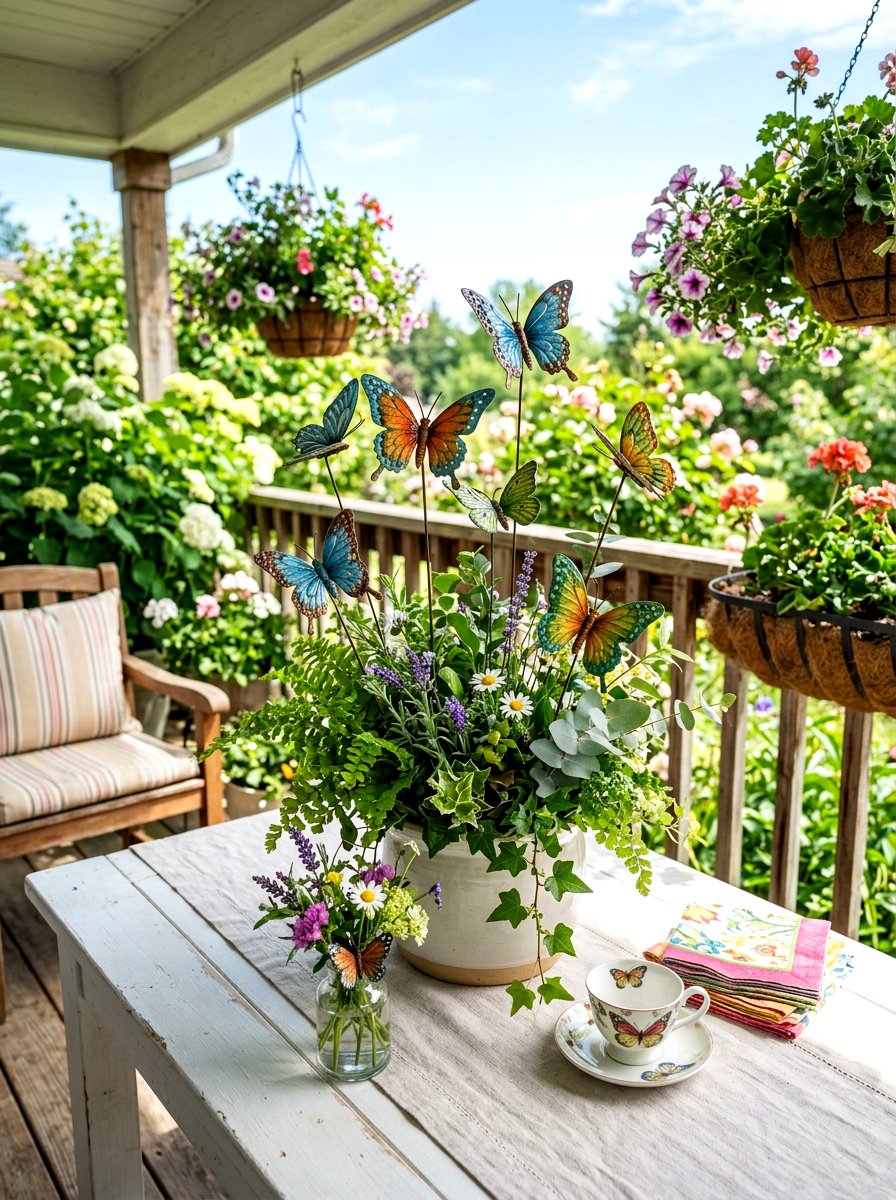 Butterfly table decor - 25 Spring Porch Table Decor Ideas