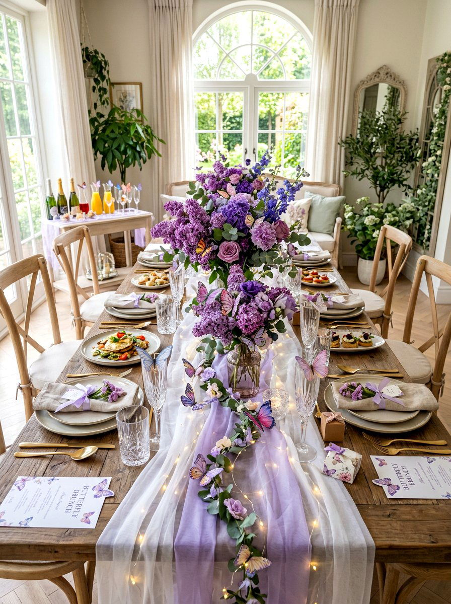 Butterfly theme brunch table - 25 Spring Brunch Decor Ideas