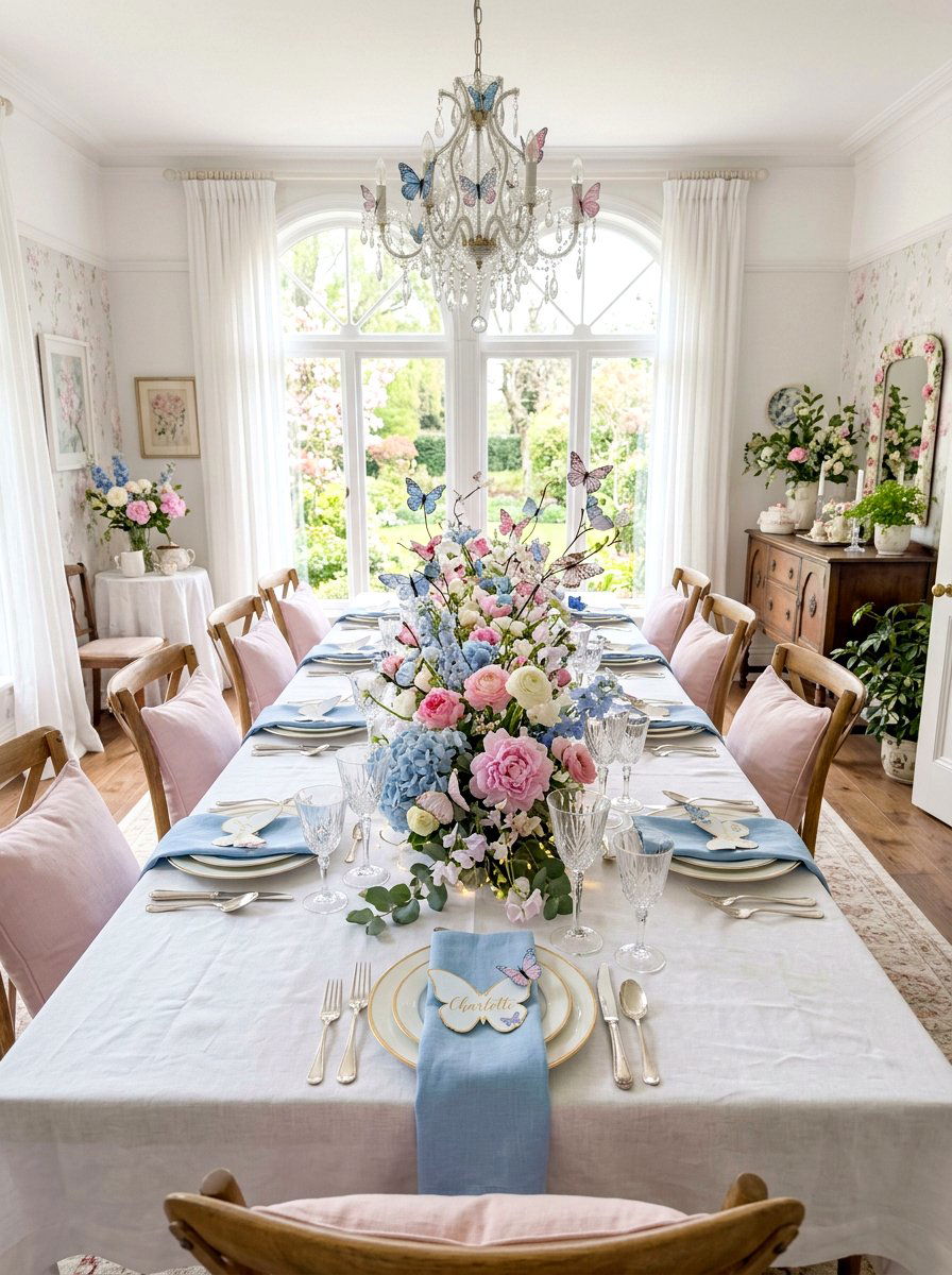 Butterfly theme spring table - 25 Spring Mother's Day Table Ideas