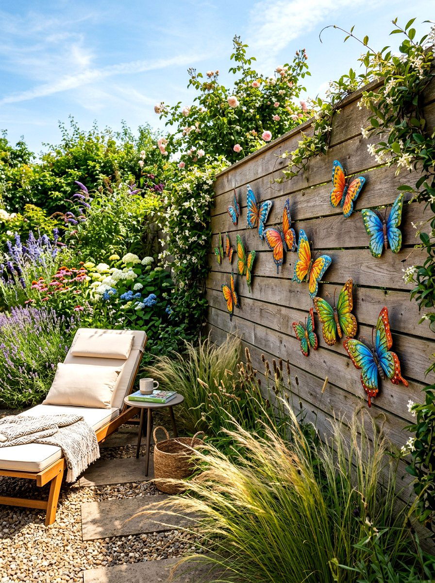 Butterfly wall art - 25 Spring Cottage Fence Decor Ideas