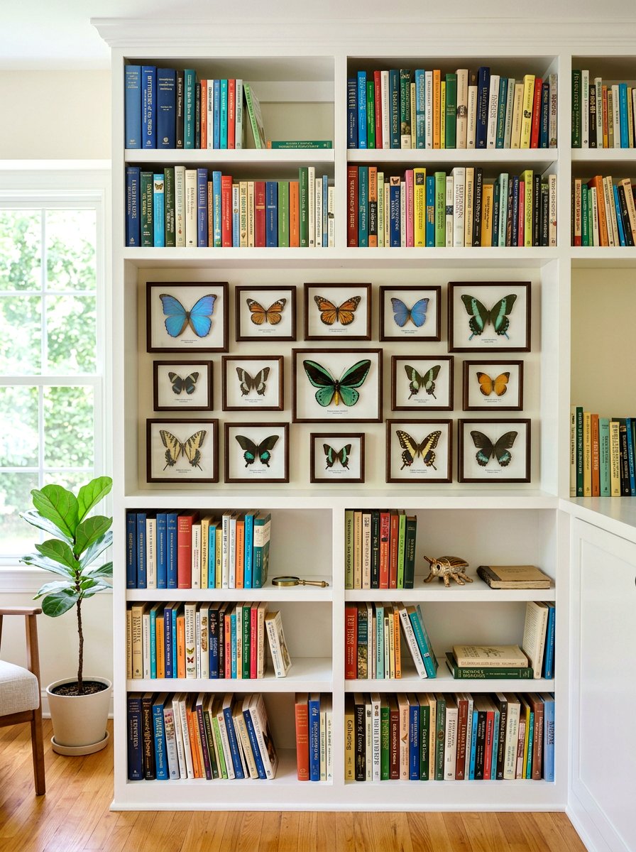 Butterfly wall art - 25 Spring Bookshelf Decor Ideas