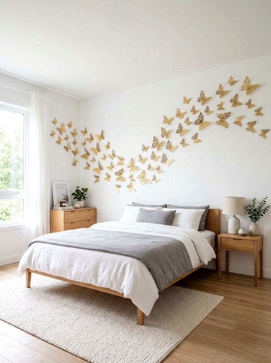 Butterfly wall decals - 25 Spring Bedroom Wall Decor Ideas