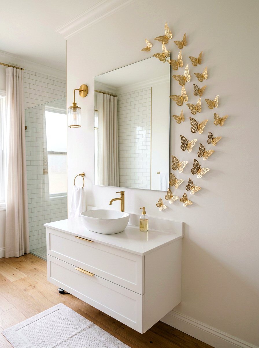 Butterfly wall decals for bathroom - 25 Spring Bathroom Mirror Decor Ideas
