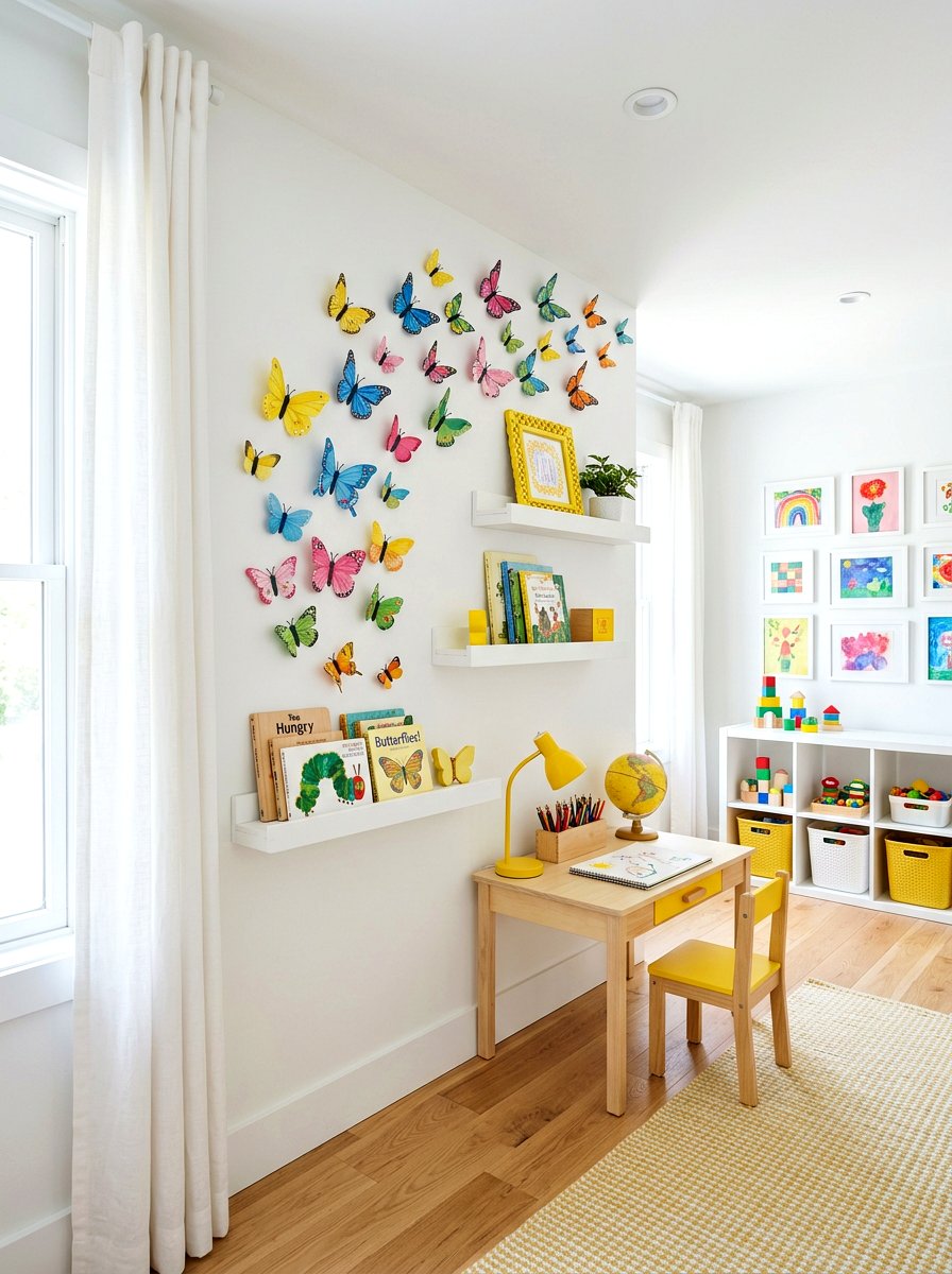 Butterfly wall shelves - 25 Spring Bookshelf Ideas for Kids