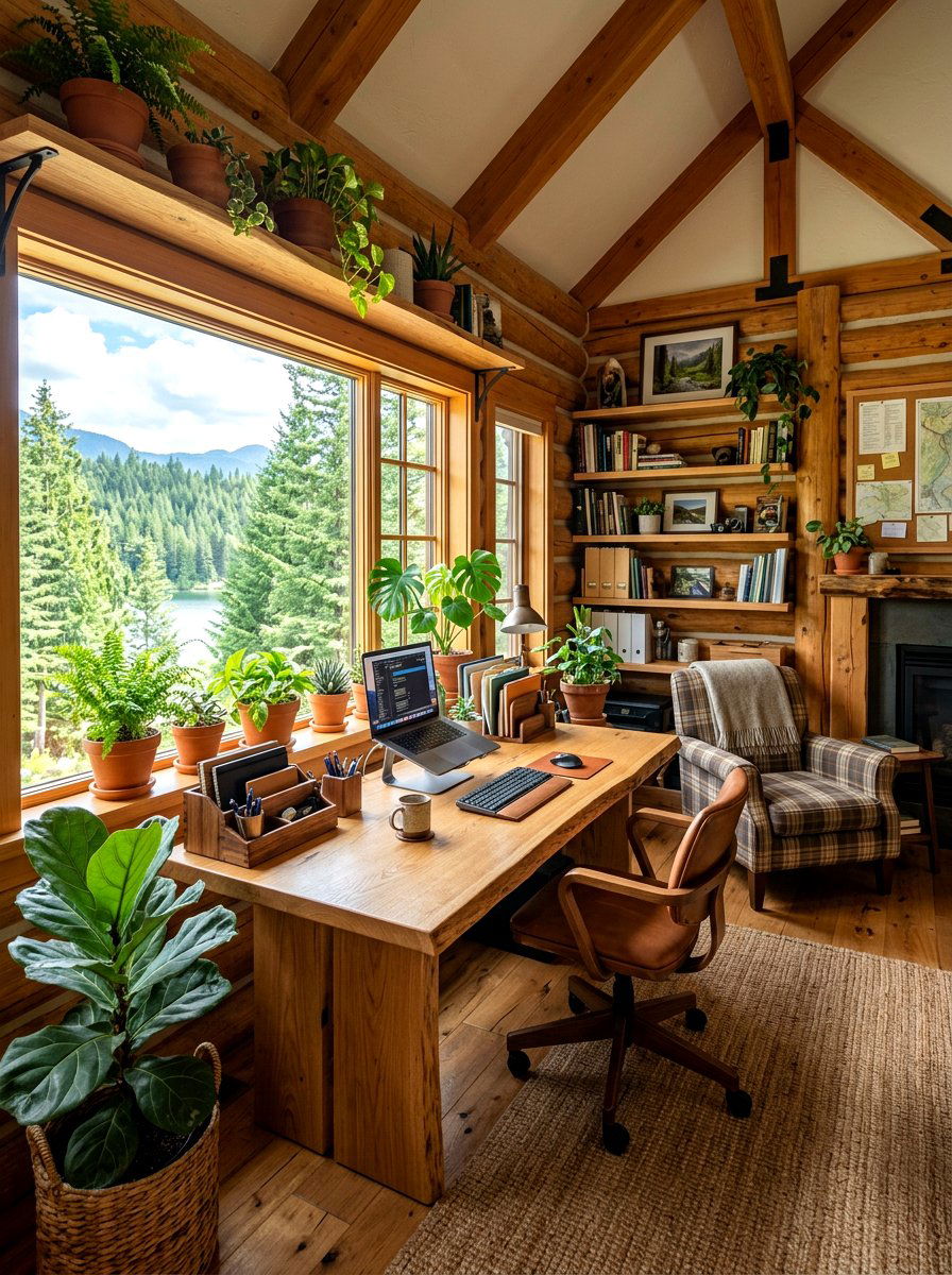 Cabin Home Office - 25 Spring Cabin Decor Ideas