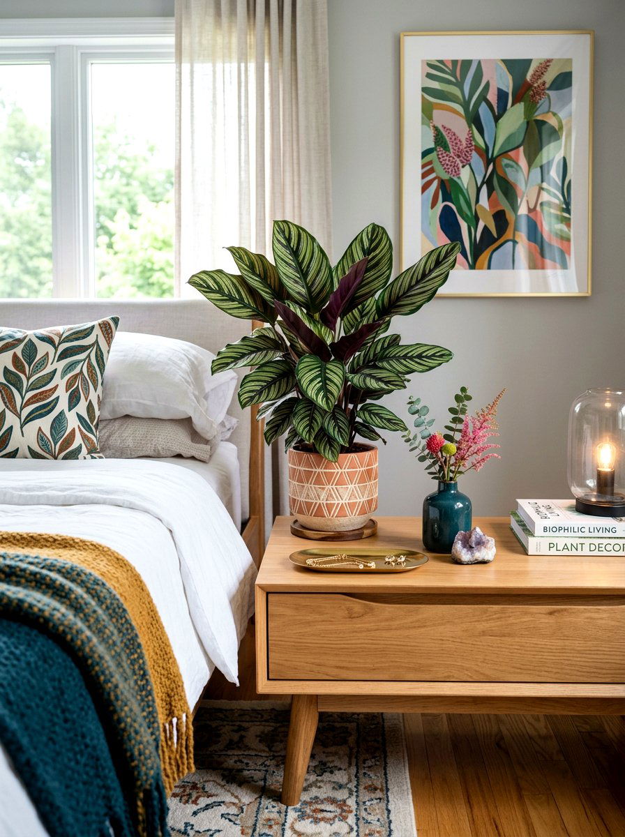 Calathea Patterned Foliage Idea - 25 Spring Bedroom Plant Ideas