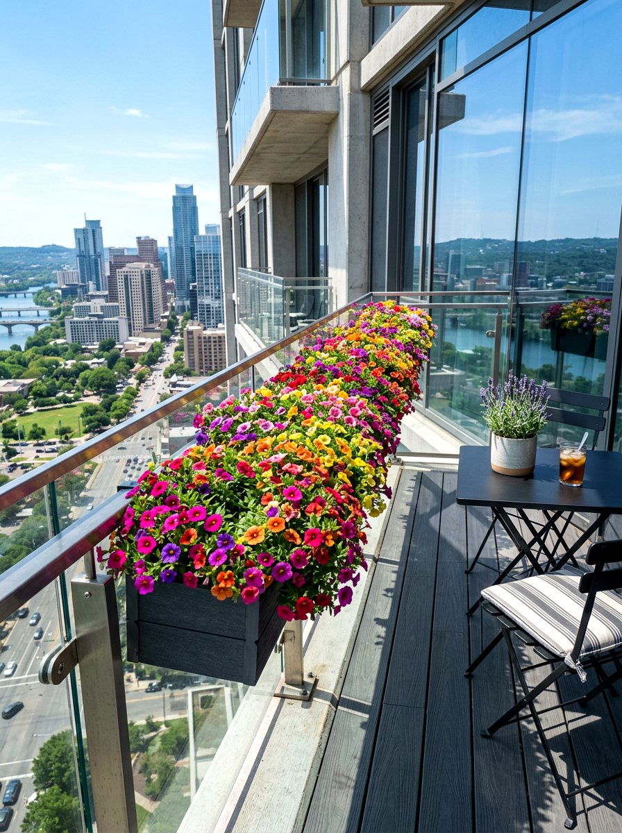 Calibrachoa Hanging Box - 25 Spring Balcony Flower Box Ideas