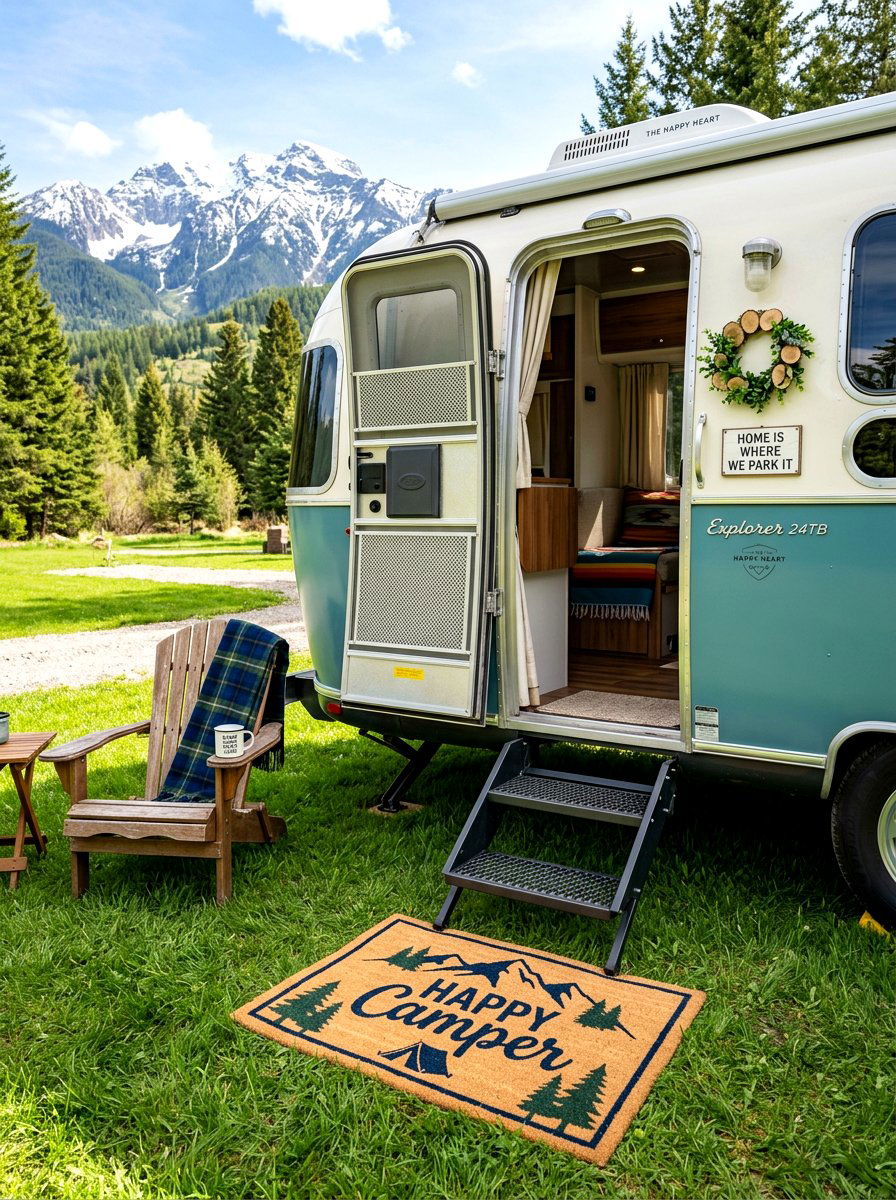 Camping Themed Doormat - 25 Spring Camper Decor Ideas