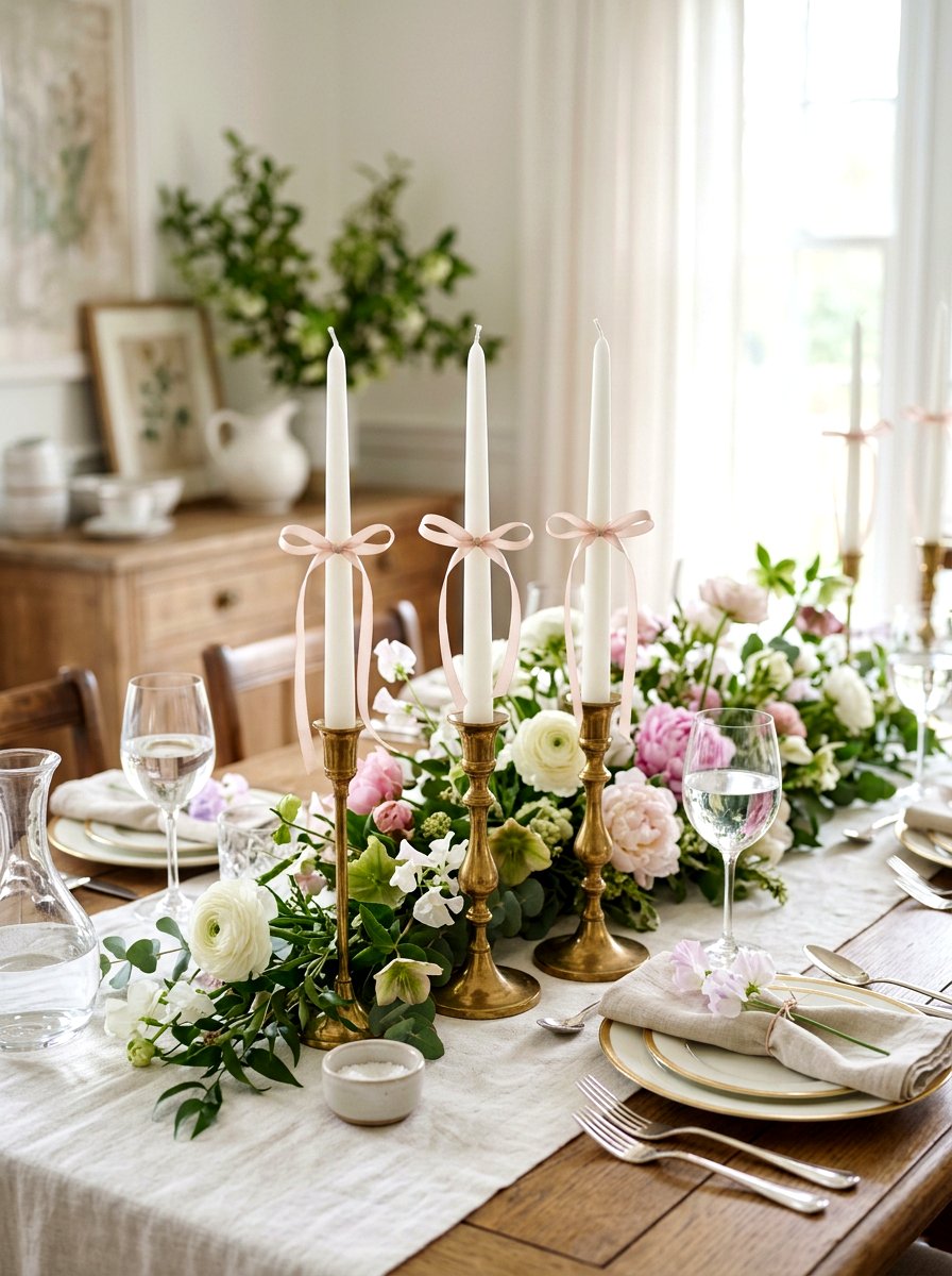 Candle Bow - 25 Spring Bow Decor Ideas