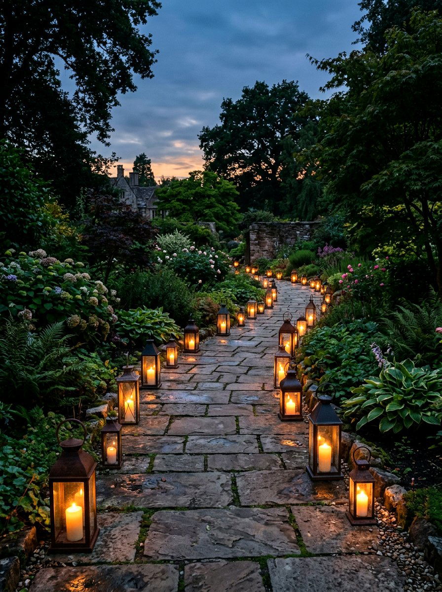 Candle Lantern Pathway - 25 Spring Outdoor Entertaining Ideas