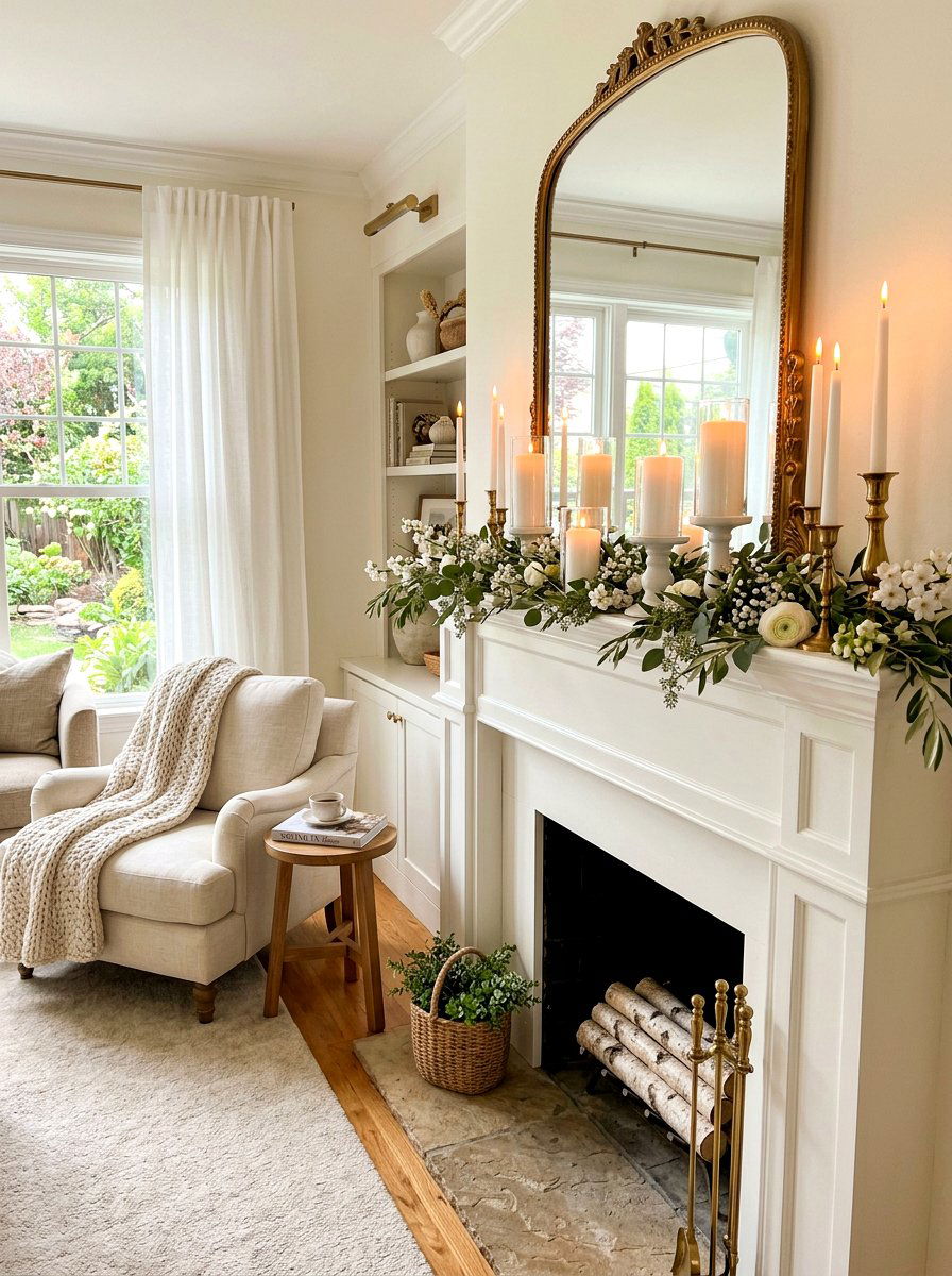 Candle Spring Mantel - 25 Spring Mantel Styling Ideas