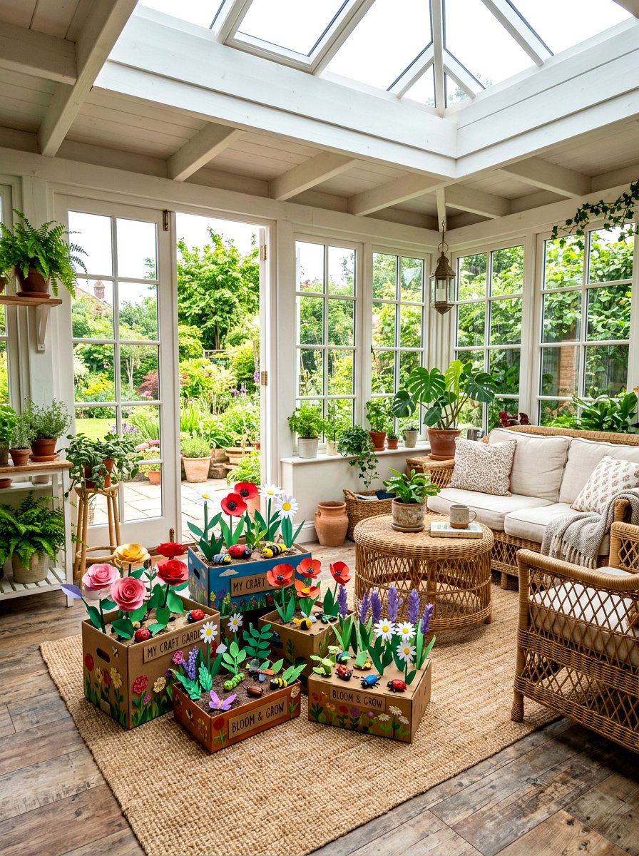 Cardboard Box Garden - 25 Spring Kids Craft Ideas