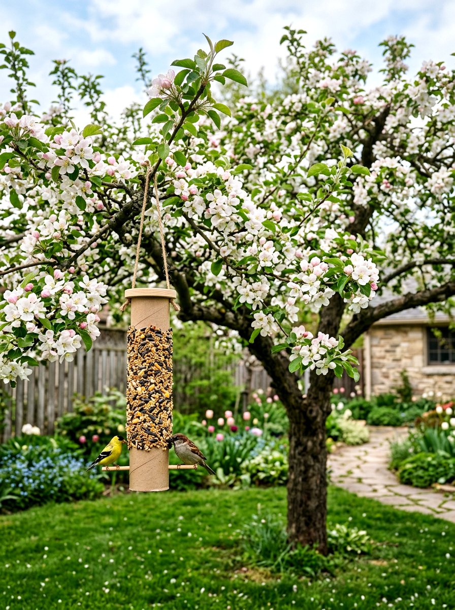 Cardboard tube bird feeder - 25 Spring Craft Ideas for Kids
