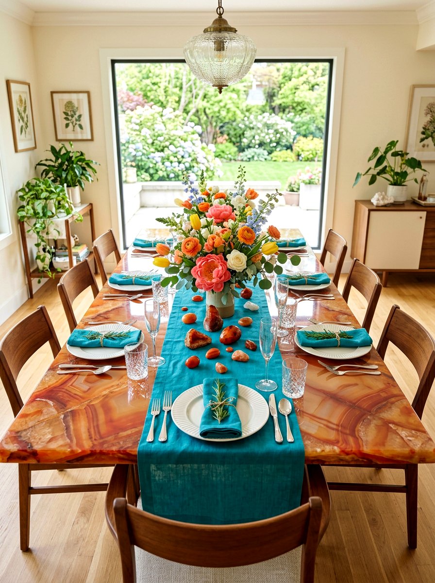 Carnelian Dining Table - 25 Spring Crystal Decor Ideas