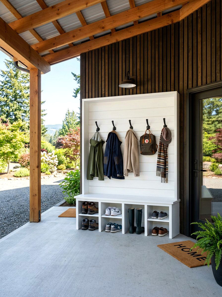 Carport Mudroom Bench - 25 Spring Carport Decor Ideas