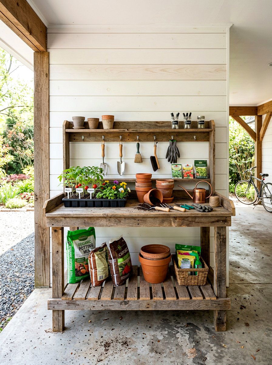 Carport Potting Bench - 25 Spring Carport Decor Ideas