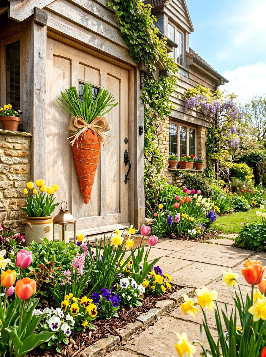 Carrot Burlap Wreath - 25 Spring Burlap Wreath Ideas