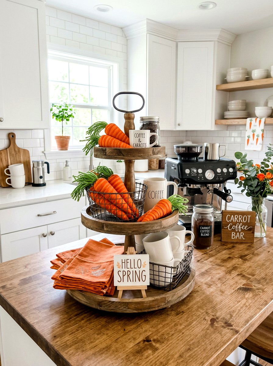 Carrot Coffee Bar - 25 Spring Coffee Bar Tiered Tray Ideas