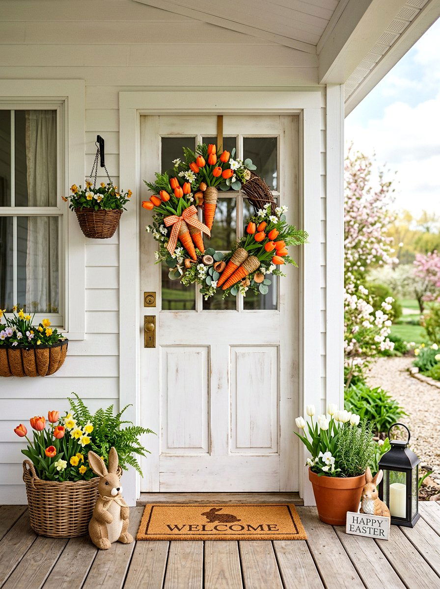 Carrot Easter Wreath - 25 Spring Wreath Ideas