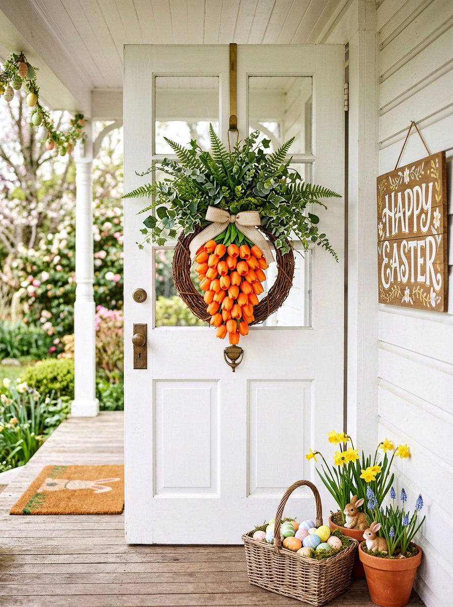 Carrot Grapevine Wreath - 25 Spring Grapevine Door Ideas