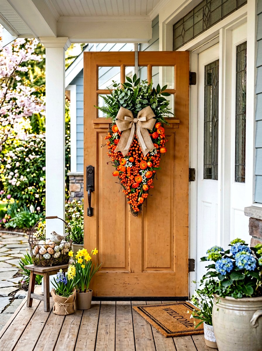 Carrot Shape Spring Wreath - 25 Spring Outdoor Wreath Ideas