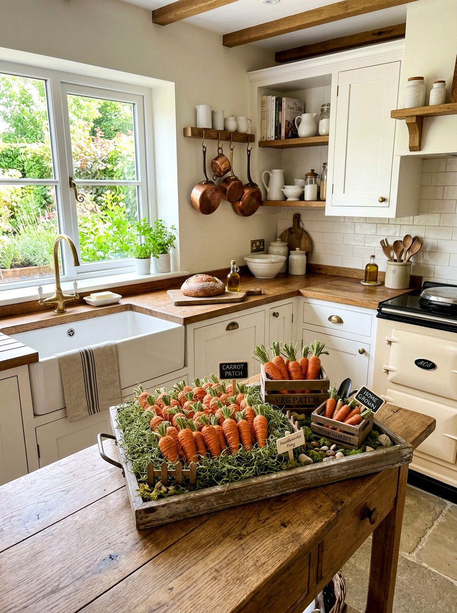 Carrot patch farmhouse tray - 25 Spring Farmhouse Tiered Tray Ideas