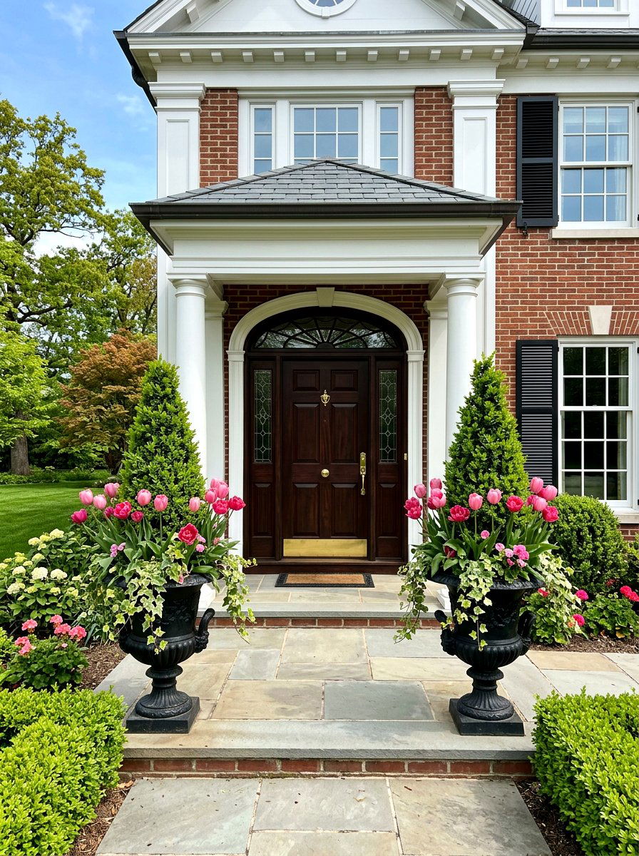 Cast Iron Urn Entryway - 25 Spring Antique Planter Ideas