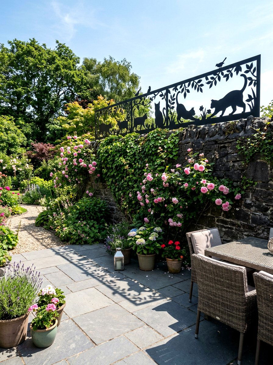 Cat Garden Silhouette - 25 Spring Garden Animal Decor Ideas