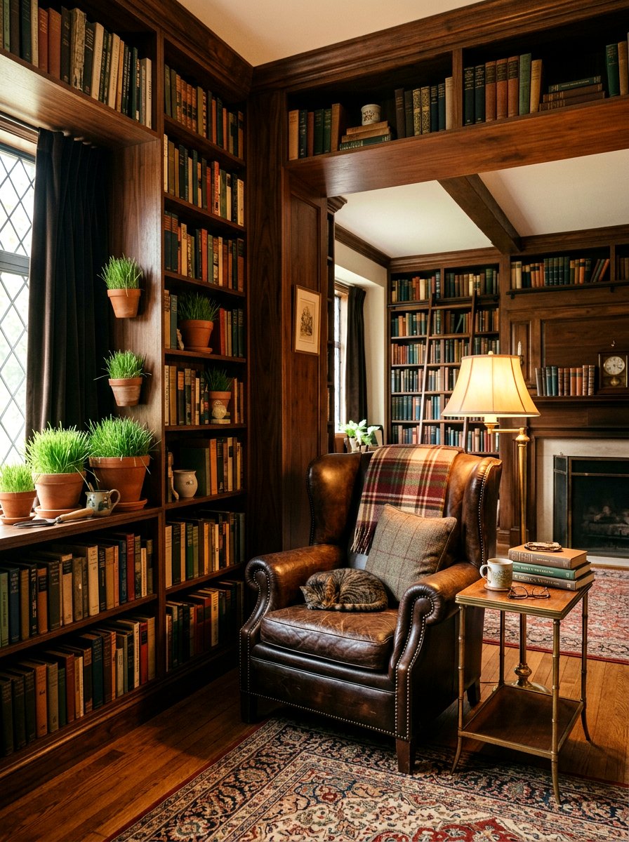 Cat Grass Corner On Bookshelf - 25 Spring Cat Grass Decor Ideas