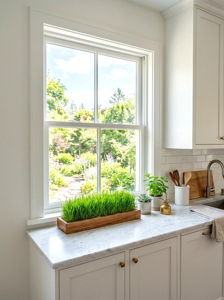 Cat Grass Tray On Windowsill - 25 Spring Cat Grass Decor Ideas