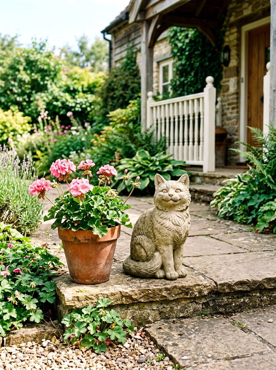 Cat garden statue - 25 Spring Garden Statue Ideas