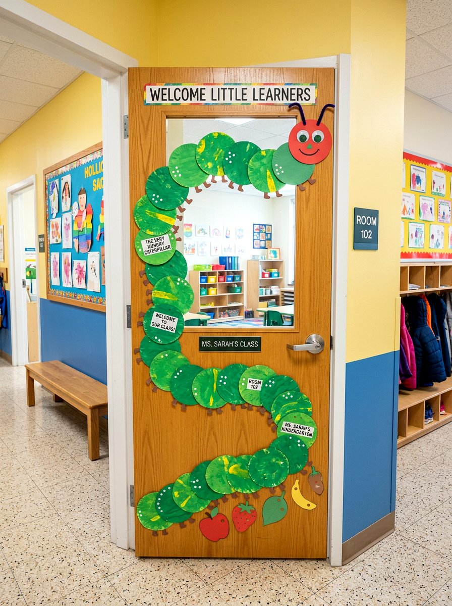 Caterpillar Classroom Door - 25 Spring Door Decoration Ideas for Classroom