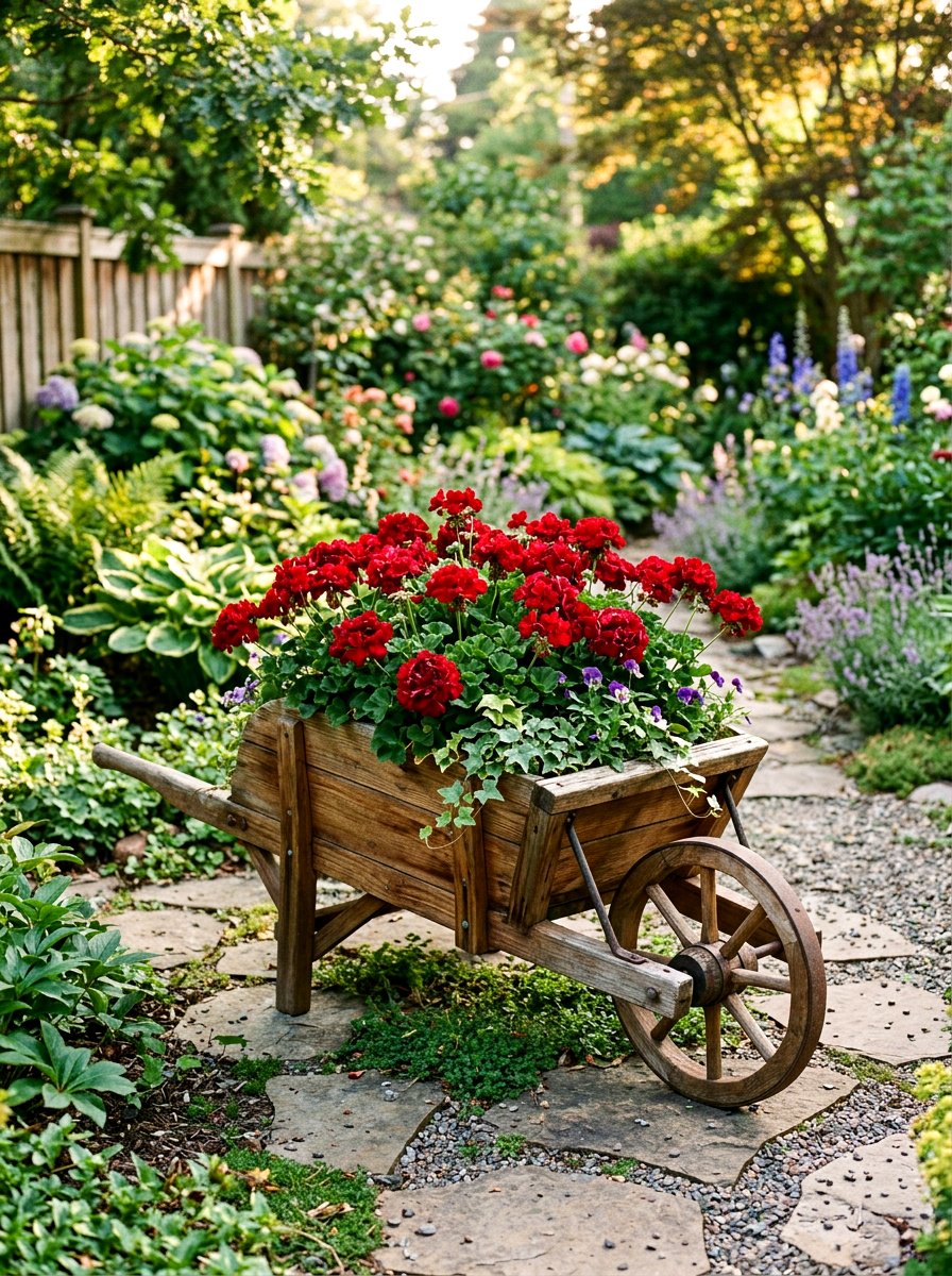 Cedar Wheelbarrow Planter - 25 Spring Wheelbarrow Planter Ideas