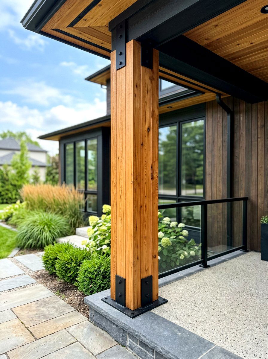 Cedar Wood Wrap Porch Post - 25 Spring Porch Post Decor Ideas