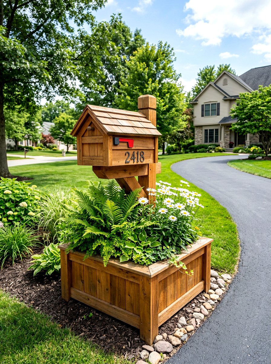 Cedar post wrap planter - 25 Spring Mailbox Planter Ideas