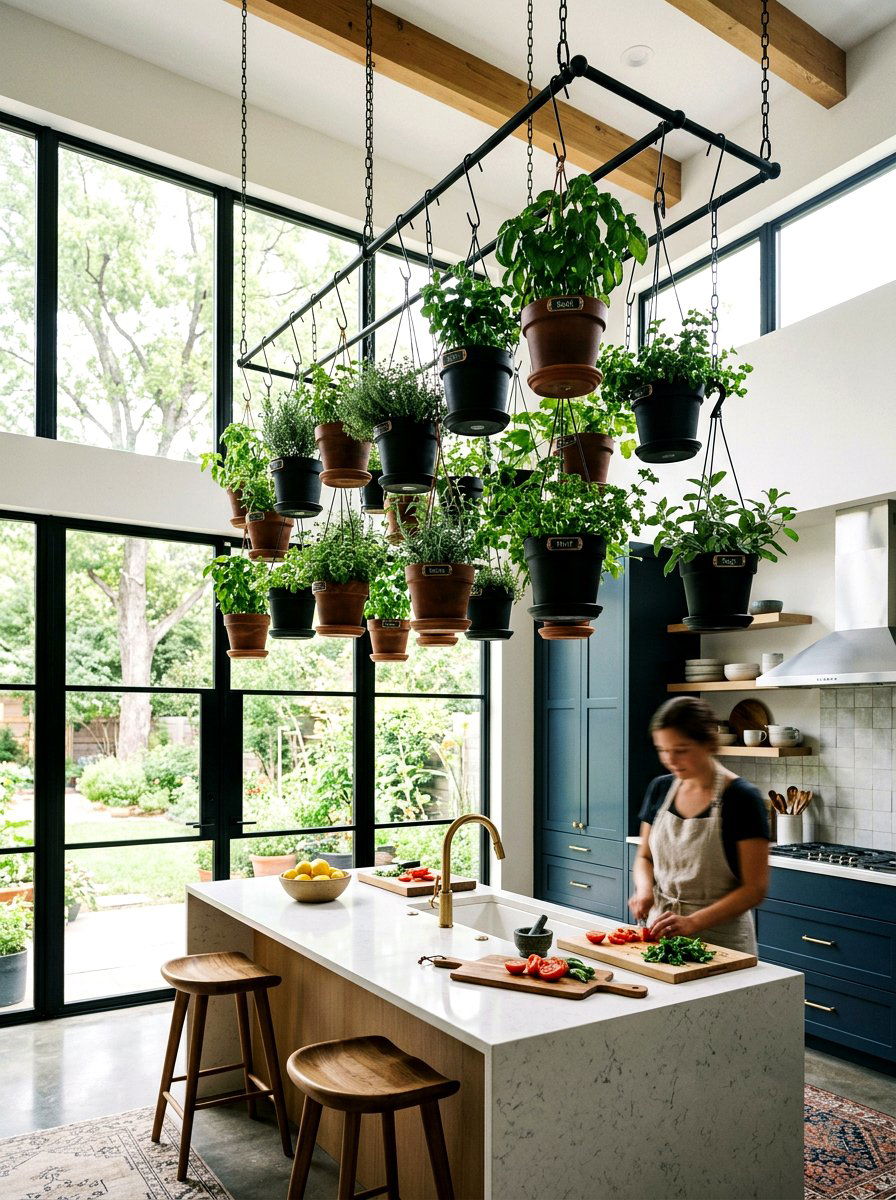 Ceiling Mounted Herb Garden - 25 Spring Herb Decor Ideas