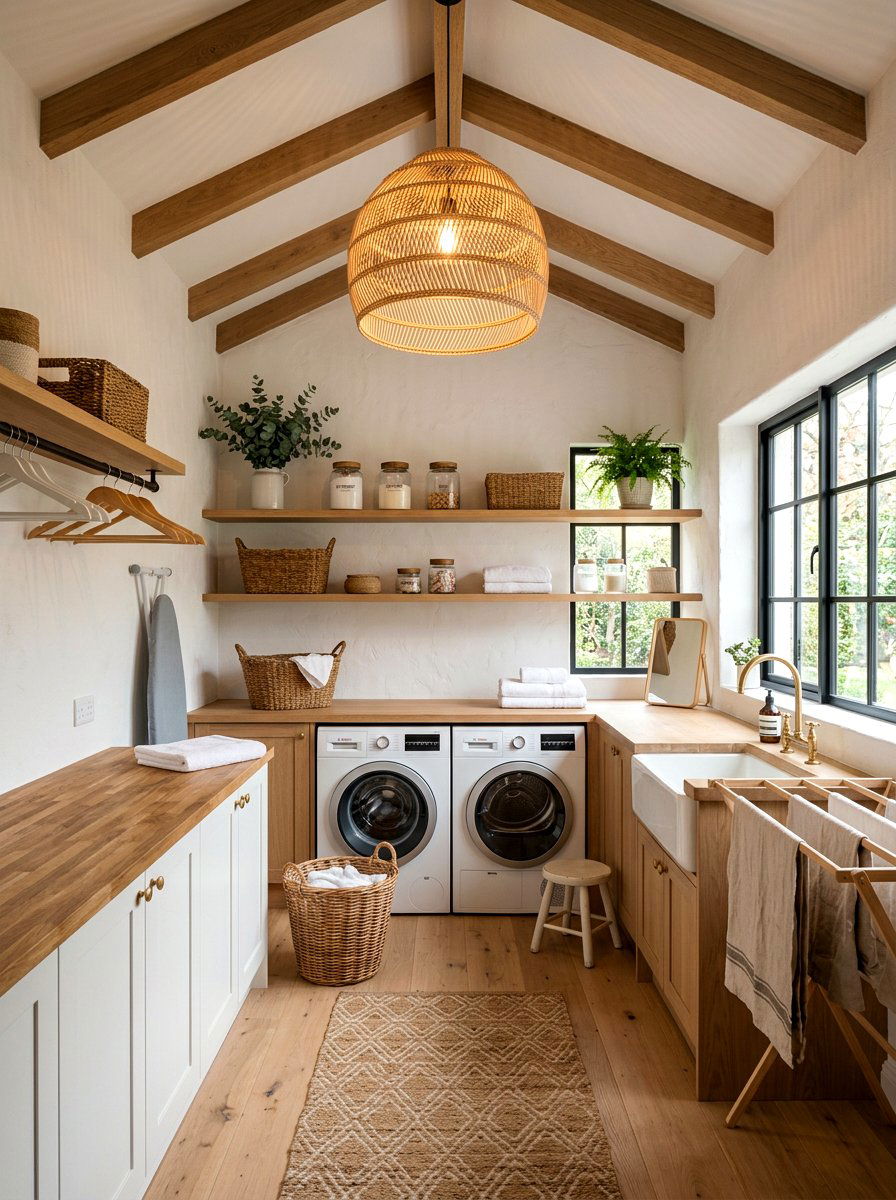 Ceiling light - 25 Spring Laundry Room Decor Ideas